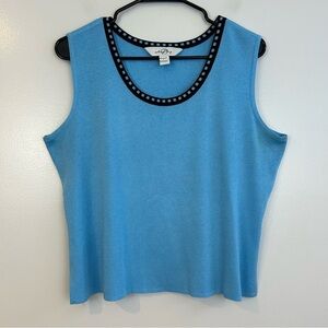 Ming Wang Light Blue Sleeveless Blouse/Tank Size Large